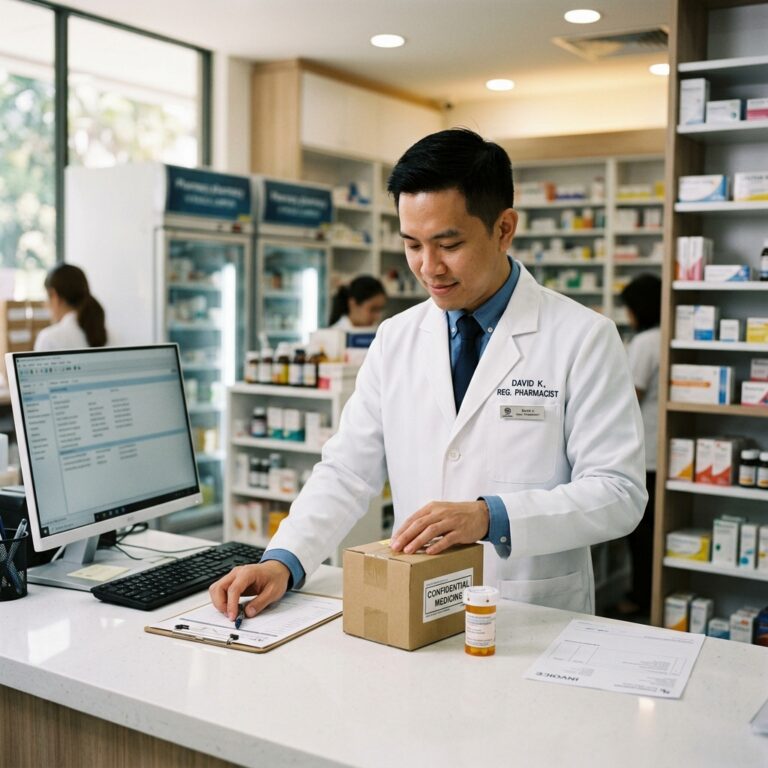 Pharmacist dispenses