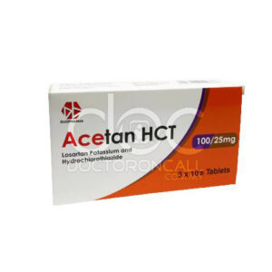 Acetan HCT 100/25mg Tablet | losartan hydrochlorothiazide | blood pressure diuretic tablet | DoctorOnCall Malaysia