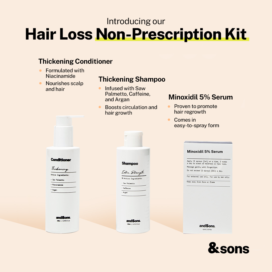 AndSons Anti Hair Loss Non-Prescription Kit (Shampoo + Conditioner + Minoxidil 5%)