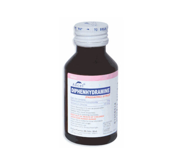Axcel Diphenhydramine Paediatric Syrup | diphenhydramine | children allergy cough antihistamine syrup | DoctorOnCall Malaysia