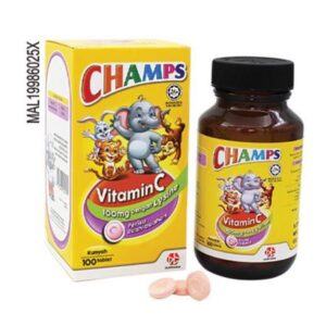 Champs Vitamin C 100mg Chewable Tablet (Lysine Fruiti) - 100s x2