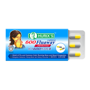 Hurixs 600 Fluaway Capsule for flu, fever, blocked nose and body aches relief | DoctorOnCall Malaysia