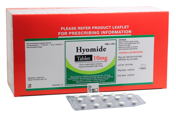 Hyomide 10mg Tablet | hyoscine butylbromide | abdominal spasm pain relief tablet | DoctorOnCall Malaysia