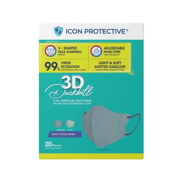 Icon 3D Duckbill 3 Ply Surgical Face Mask Adult 20s