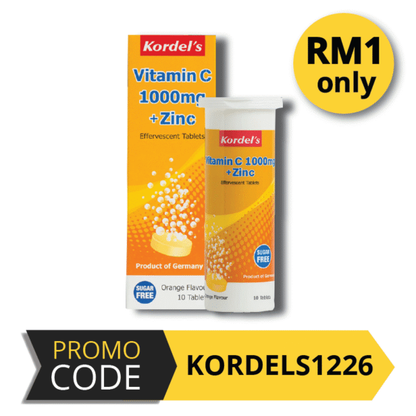 Kordel’s Vitamin C 1000mg + Zinc Effervescent Tablet (Orange)