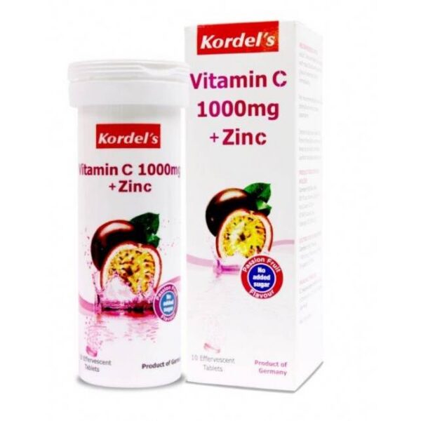 Kordel’s Vitamin C 1000mg + Zinc Effervescent Tablet (Passion Fruit) 10s