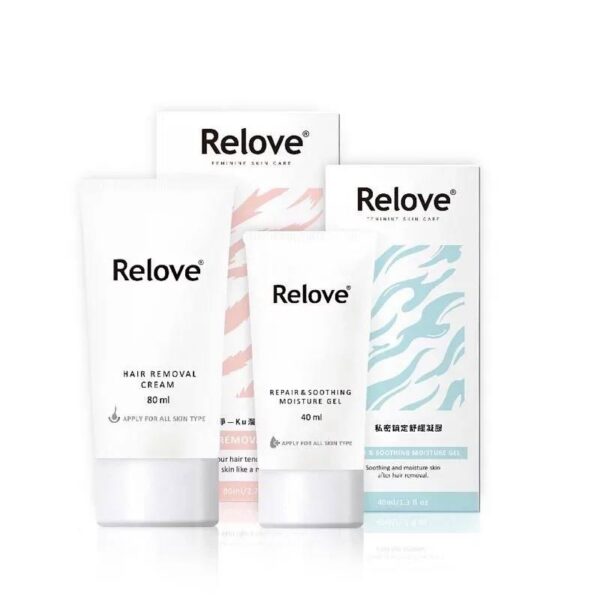 Relove Hair Removal Cream + Repair & Smoothing Moisture Gel Bundle Set