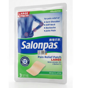 Salonpas Pain Relief Patch Large 10cm x 14cm, 3 Medicated Patches for Neck, Shoulder, Back and Joint Pain