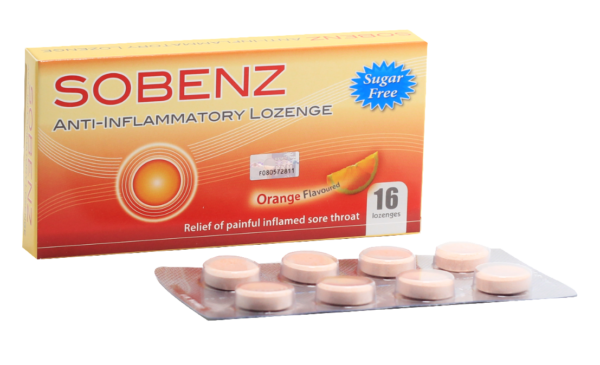Sobenz Lozenge Orange flavour antiseptic for mouth ulcers and sore throat relief | DoctorOnCall Malaysia