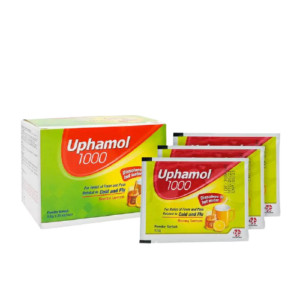 Uphamol 1000mg Cold Honey Lemon Sachet paracetamol for cold, fever and body aches | DoctorOnCall Malaysia